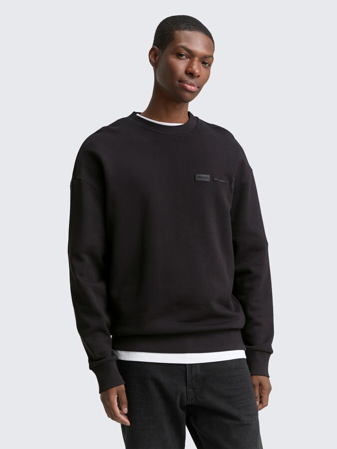 Relaxed sweatshirt met print op de rug door Denim Male, Night Watch Black