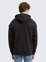 Relaxed Fit Hoodie Sweatshirt mit Print - Night Watch Black - Auschnitt Model-Rückansicht