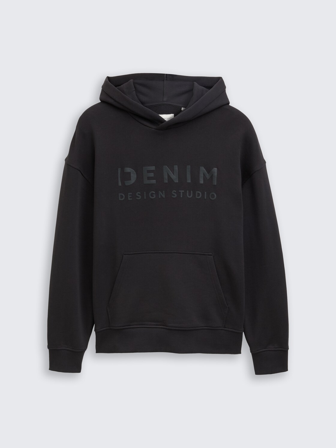 Relaxed Fit Hoodie Sweatshirt mit Print - Night Watch Black - Vorder-Produkt-Ansicht