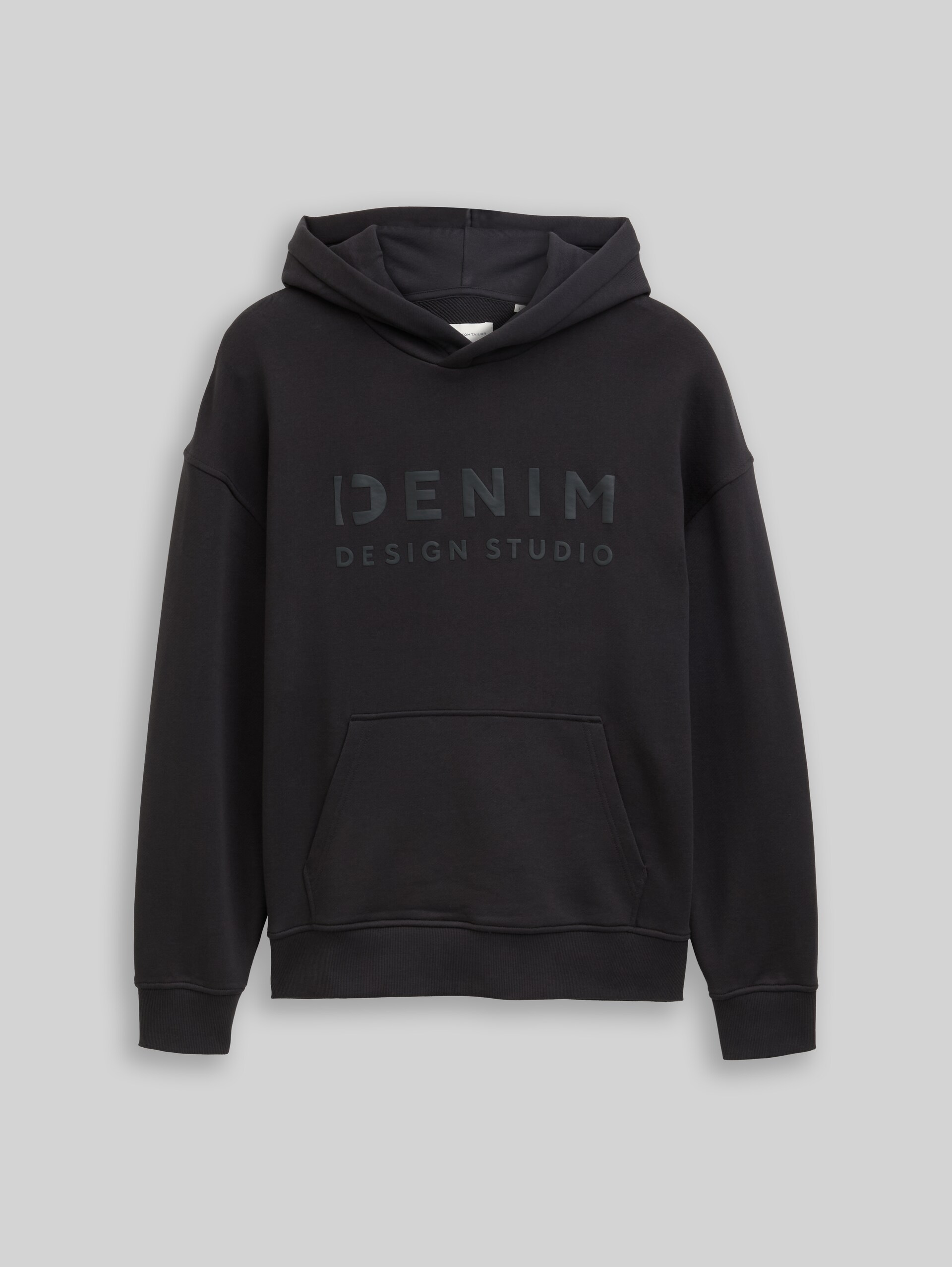 Relaxed fit hoodie sweatshirt with print - Night Watch Black - Front product view