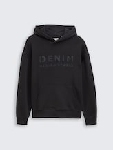 Relaxed Fit Hoodie Sweatshirt mit Print - Night Watch Black - Vorder-Produkt-Ansicht
