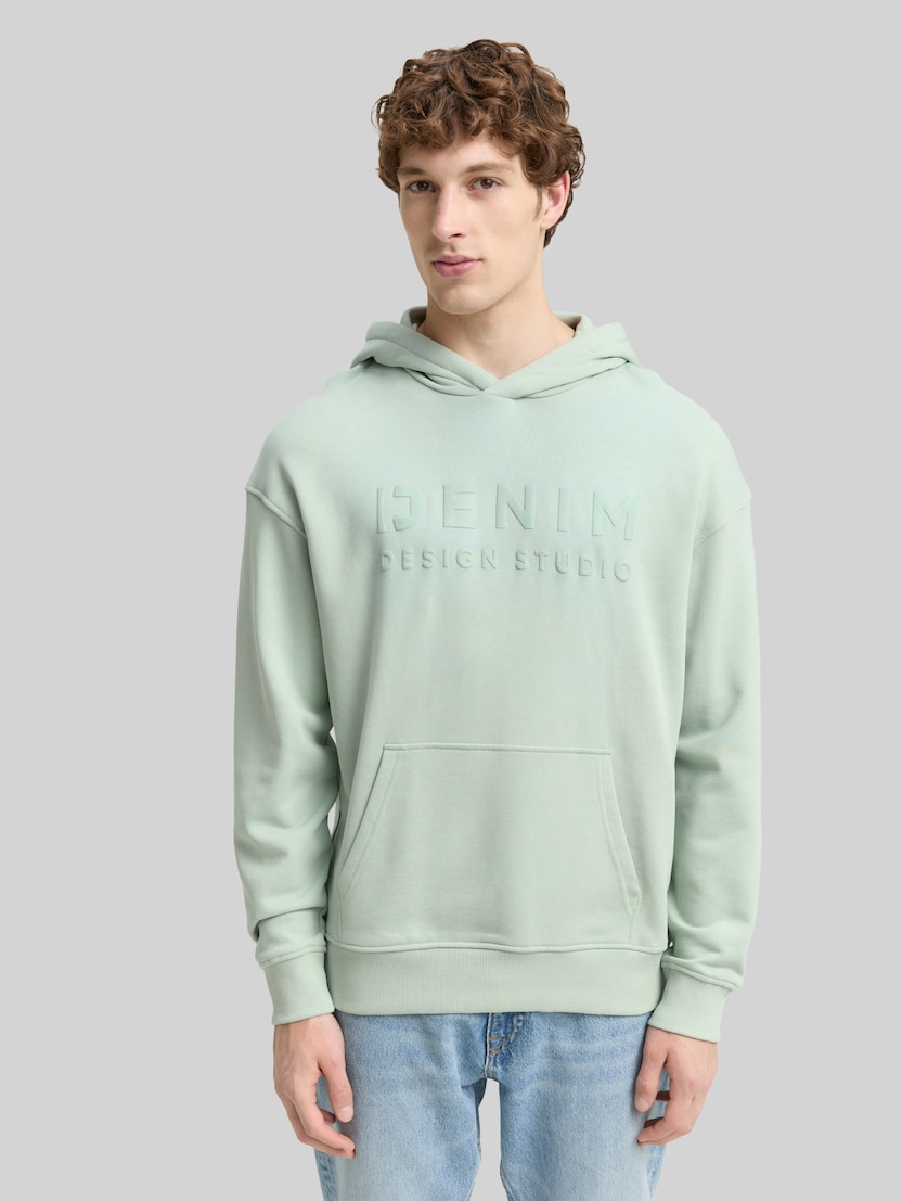 Relaxed Fit Hoodie Sweatshirt mit Print von Denim Male, Fresh Mint Green