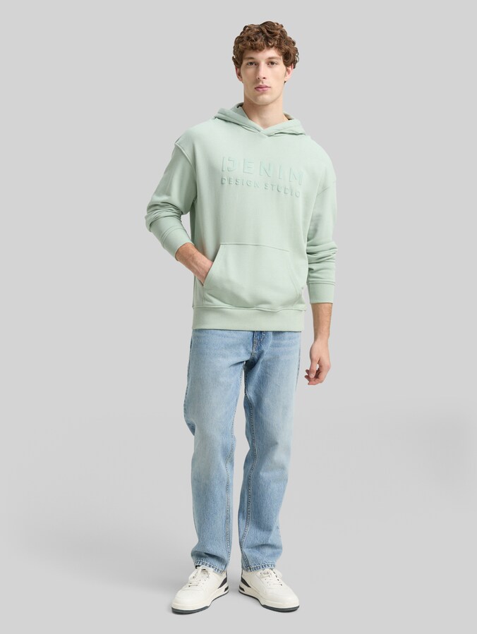 Relaxed Fit Hoodie Sweatshirt mit Print von Denim Male, Fresh Mint Green