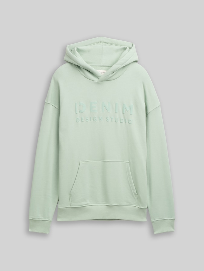 Sweatshirt met capuchon in relaxte pasvorm en print door Denim Male, Fresh Mint Green
