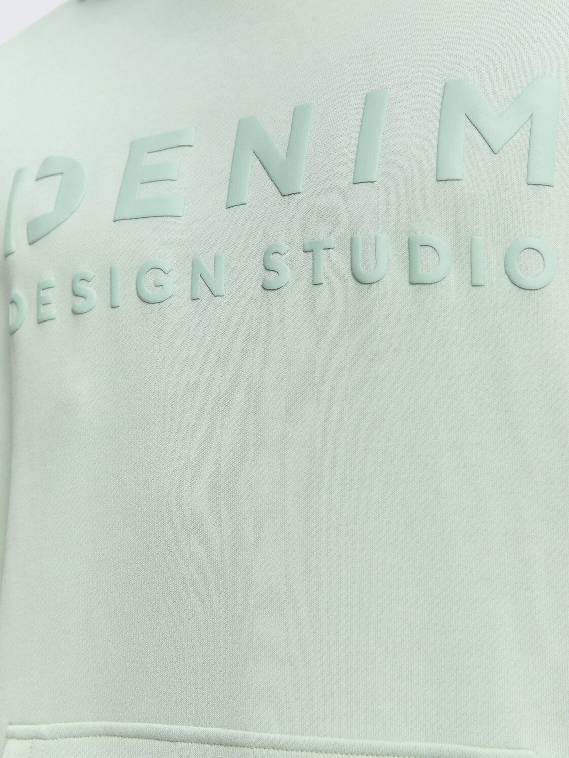 Relaxed Fit Hoodie Sweatshirt mit Print - Fresh Mint Green - Detail-Model-Ansicht