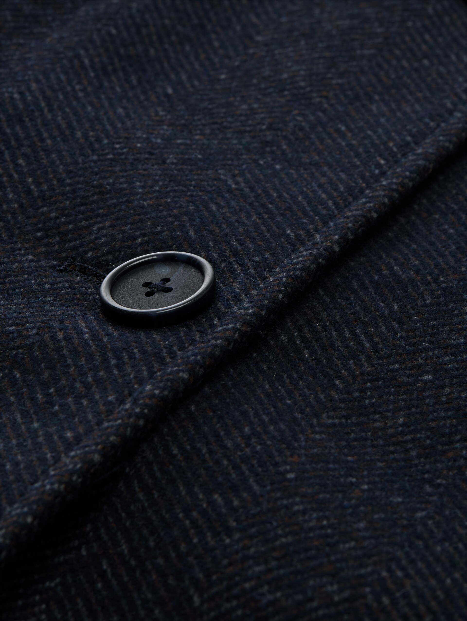 Wollmantel mit Stehkragen - navy heringbone - Produkt-Detail-Ansicht