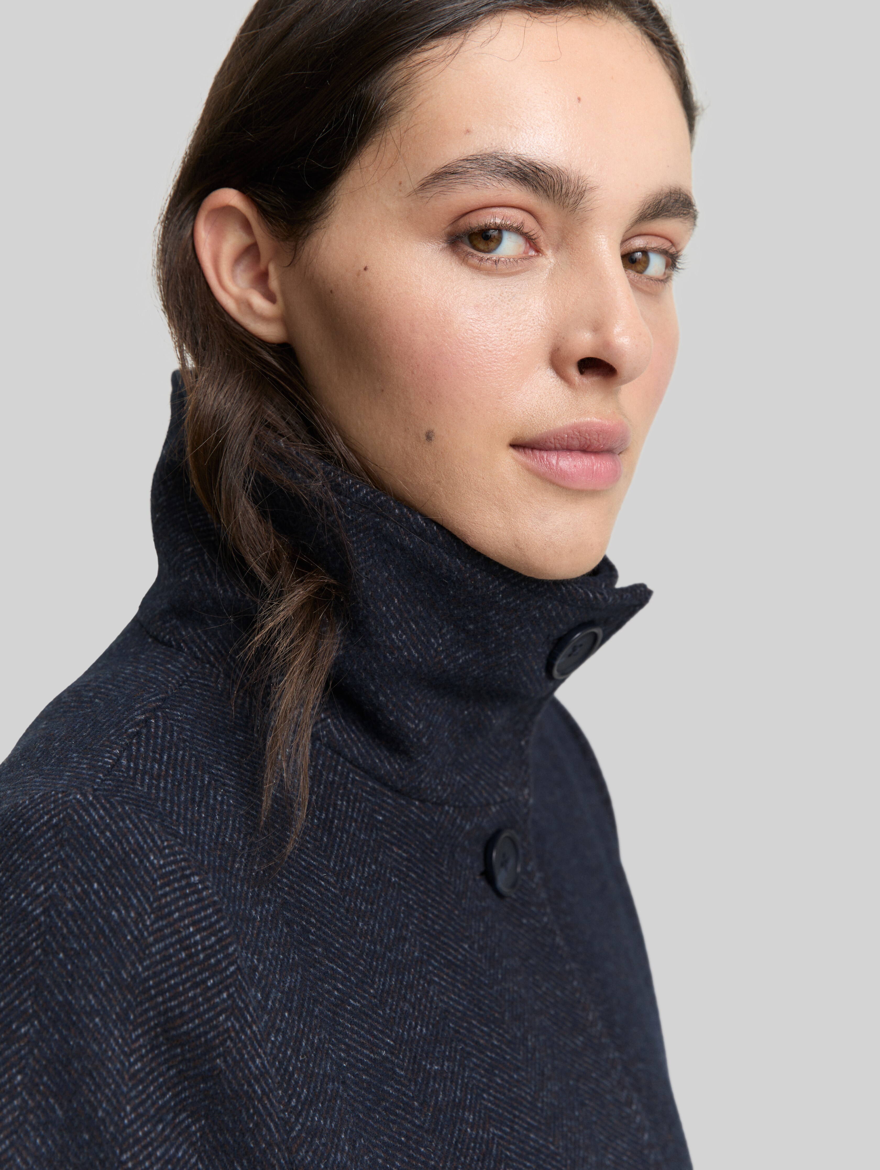 Wool coat with stand-up collar in brown by Tom Tailor