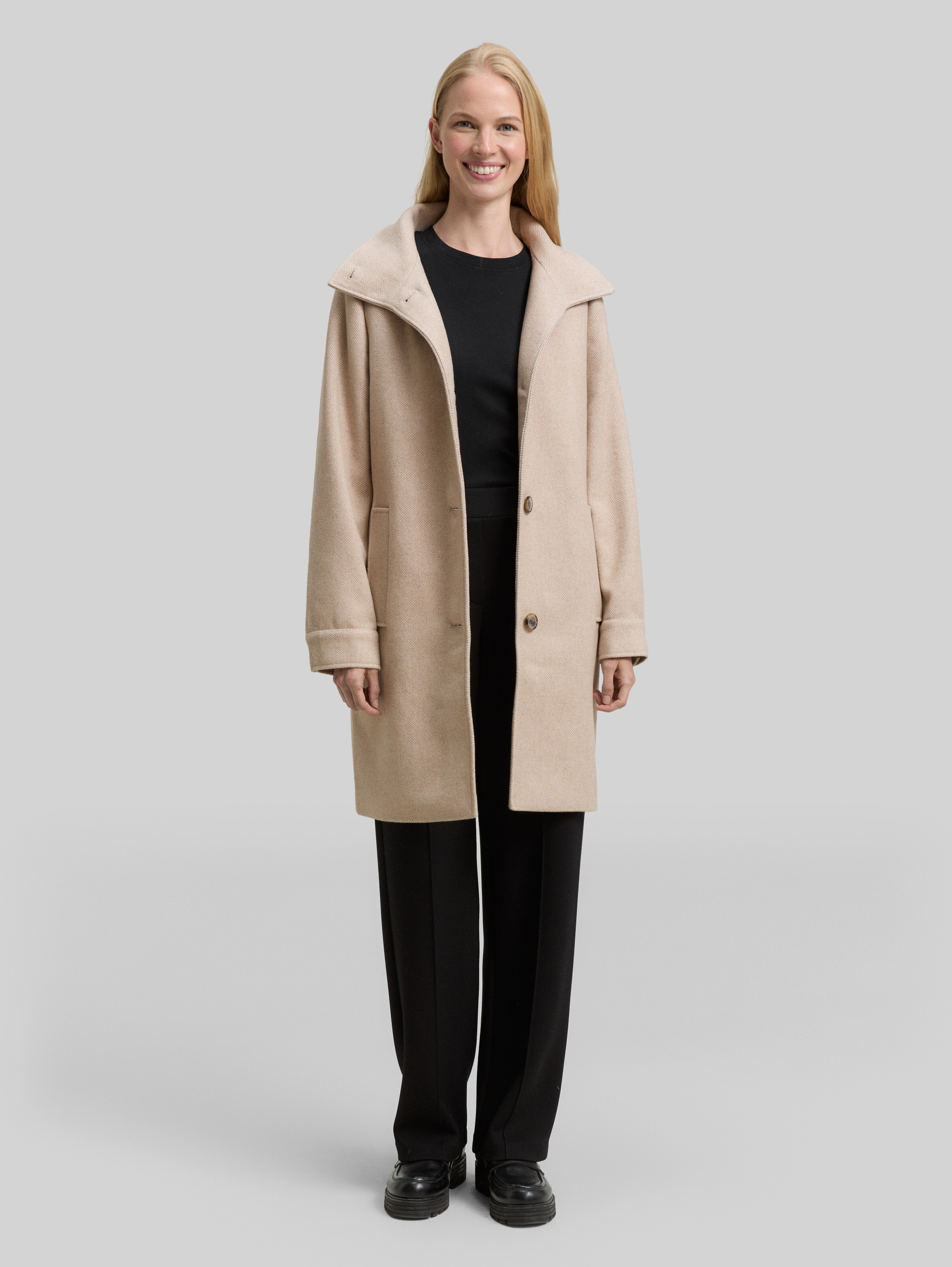 Wool coat with stand-up collar in brown by Tom Tailor