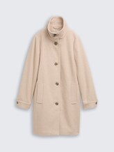 Manteau de laine - beige heringbone - Vue de face du produit