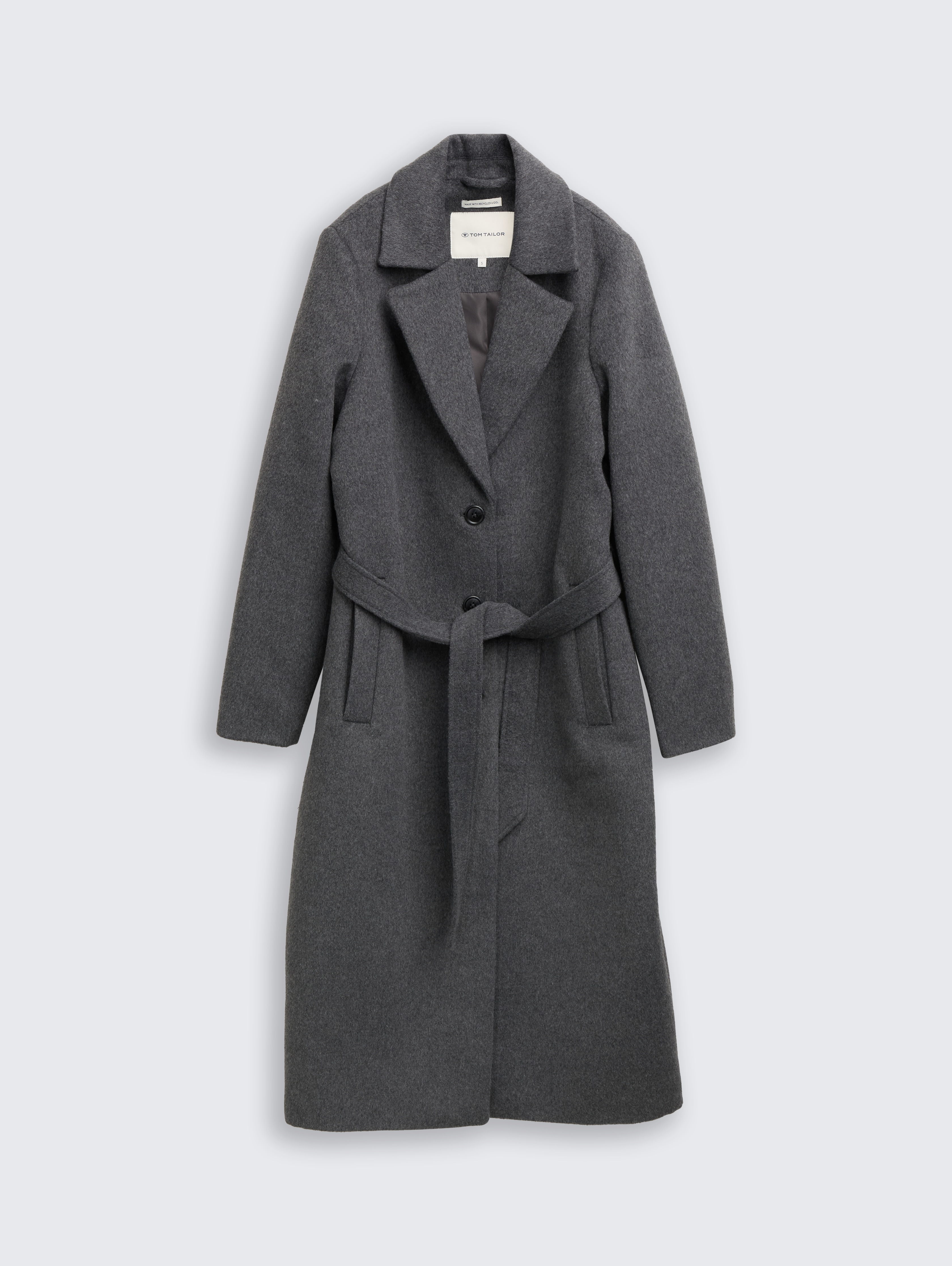 Wool coat with a belt in grey by Tom Tailor Wool coat with a belt in grey by Tom Tailor