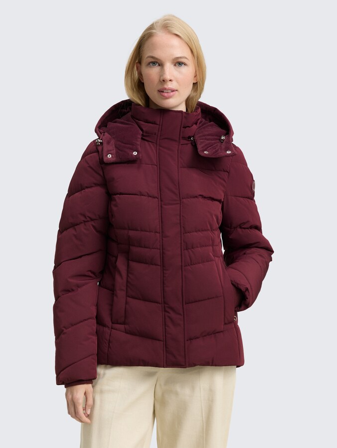 Pufferjas met afneembare capuchon door Women, bordeaux red