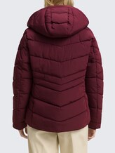 Puffer-Jacke mit abnehmbarer Kapuze - bordeaux red - Model-Rückansicht