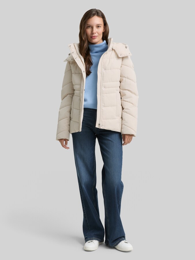 Pufferjack met afneembare capuchon door Women, cold beige