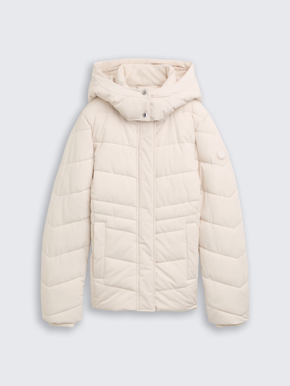 Puffer-Jacke mit abnehmbarer Kapuze - cold beige - Vorder-Produkt-Ansicht