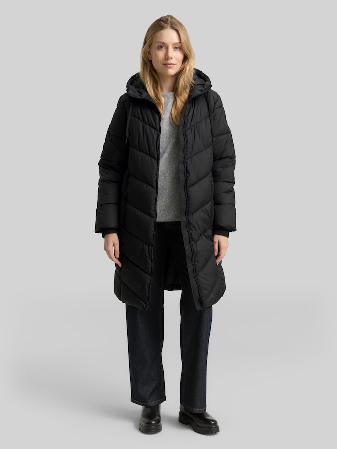 Manteau matelassé à capuche par Women, deep black