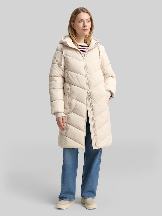 Manteau matelassé à capuche par Women, cold beige