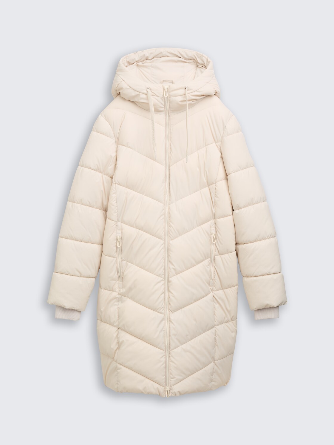 Puffer-Mantel mit Kapuze - cold beige - Vorder-Produkt-Ansicht
