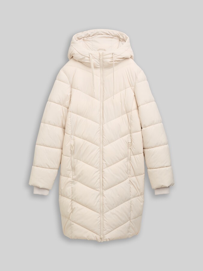 Puffer-Mantel mit Kapuze von Women, cold beige