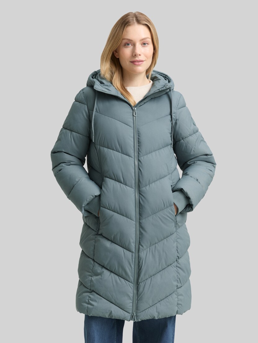 Puffer coat with hood by Women, trooper green