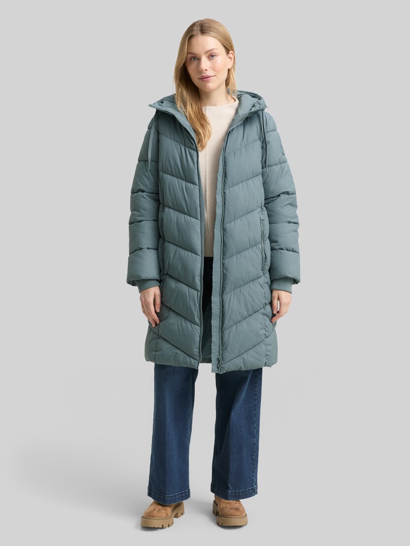 Puffer-Mantel mit Kapuze von Women, trooper green