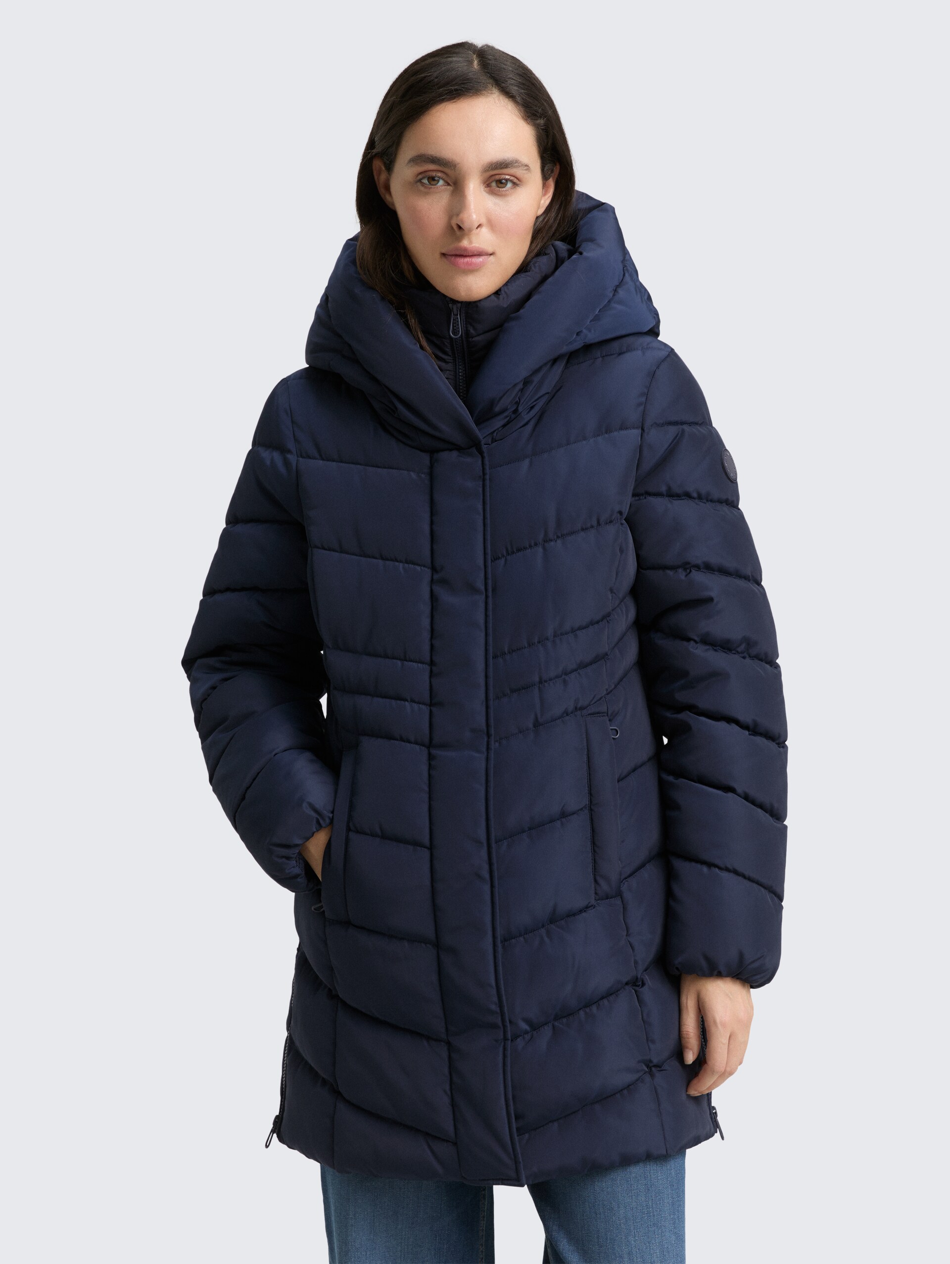Puffer-Mantel im 2-in-1-Look - sky captain blue - Model-Vorderansicht