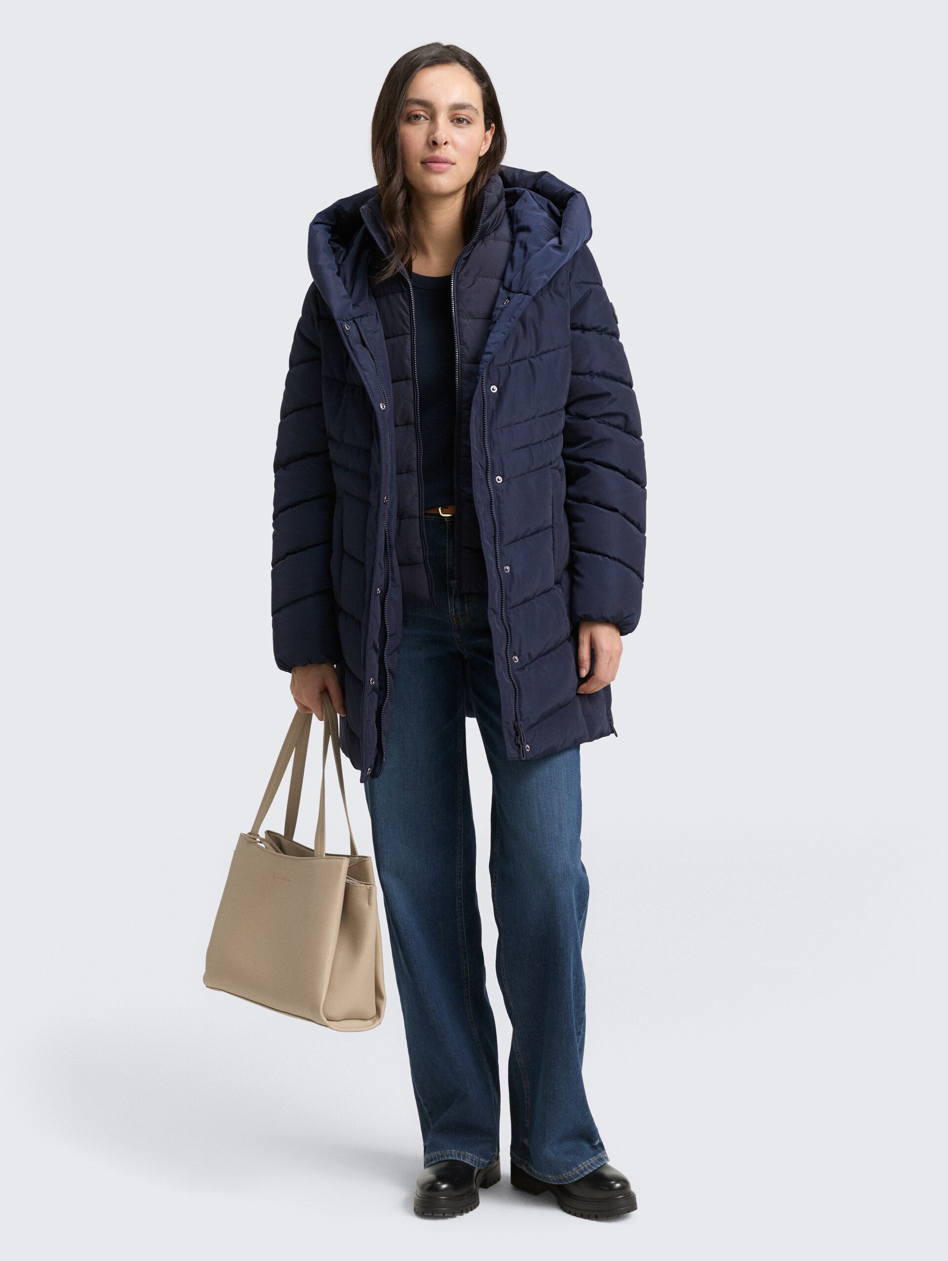 Puffer-Mantel im 2-in-1-Look - sky captain blue - seitliche Model-Ansicht
