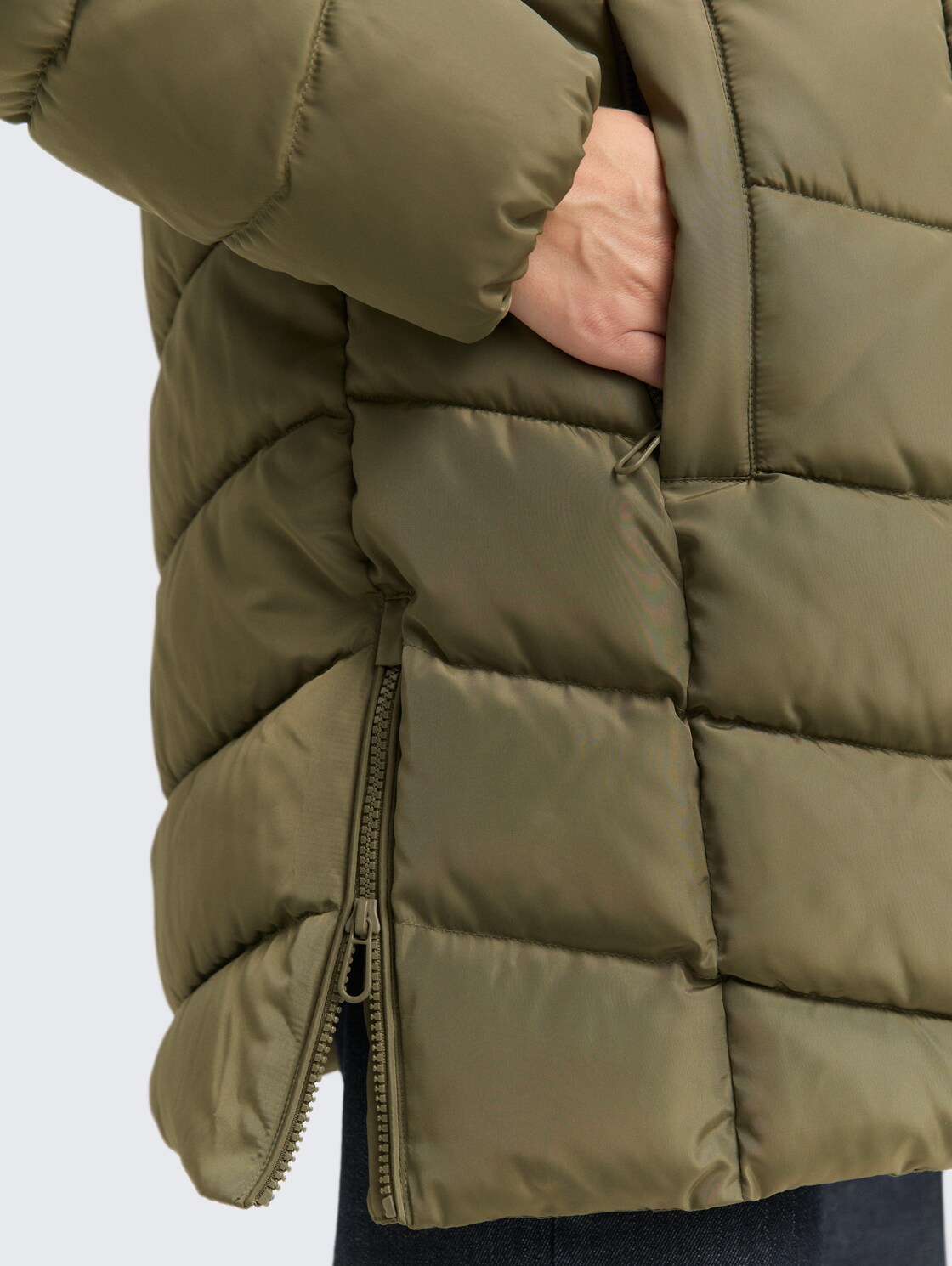 Puffer-Mantel im 2-in-1-Look - jungle soil green - Detail-Model-Ansicht