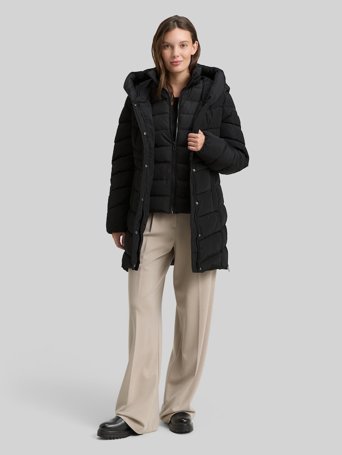 Manteau matelassé 2 en 1 par Women, deep black