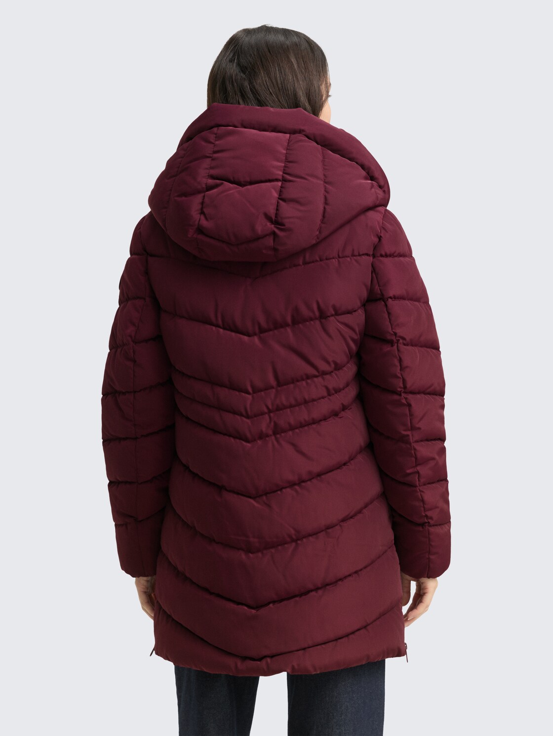 Puffer-Mantel im 2-in-1-Look - bordeaux red - Model-Rückansicht