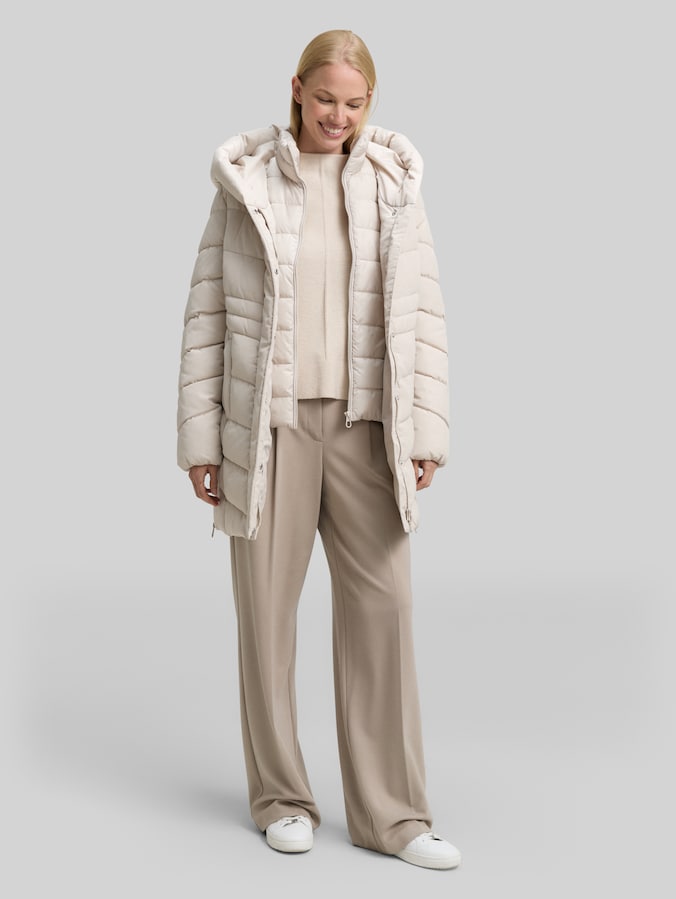 Pufferjas in 2-in-1-look door Women, cold beige