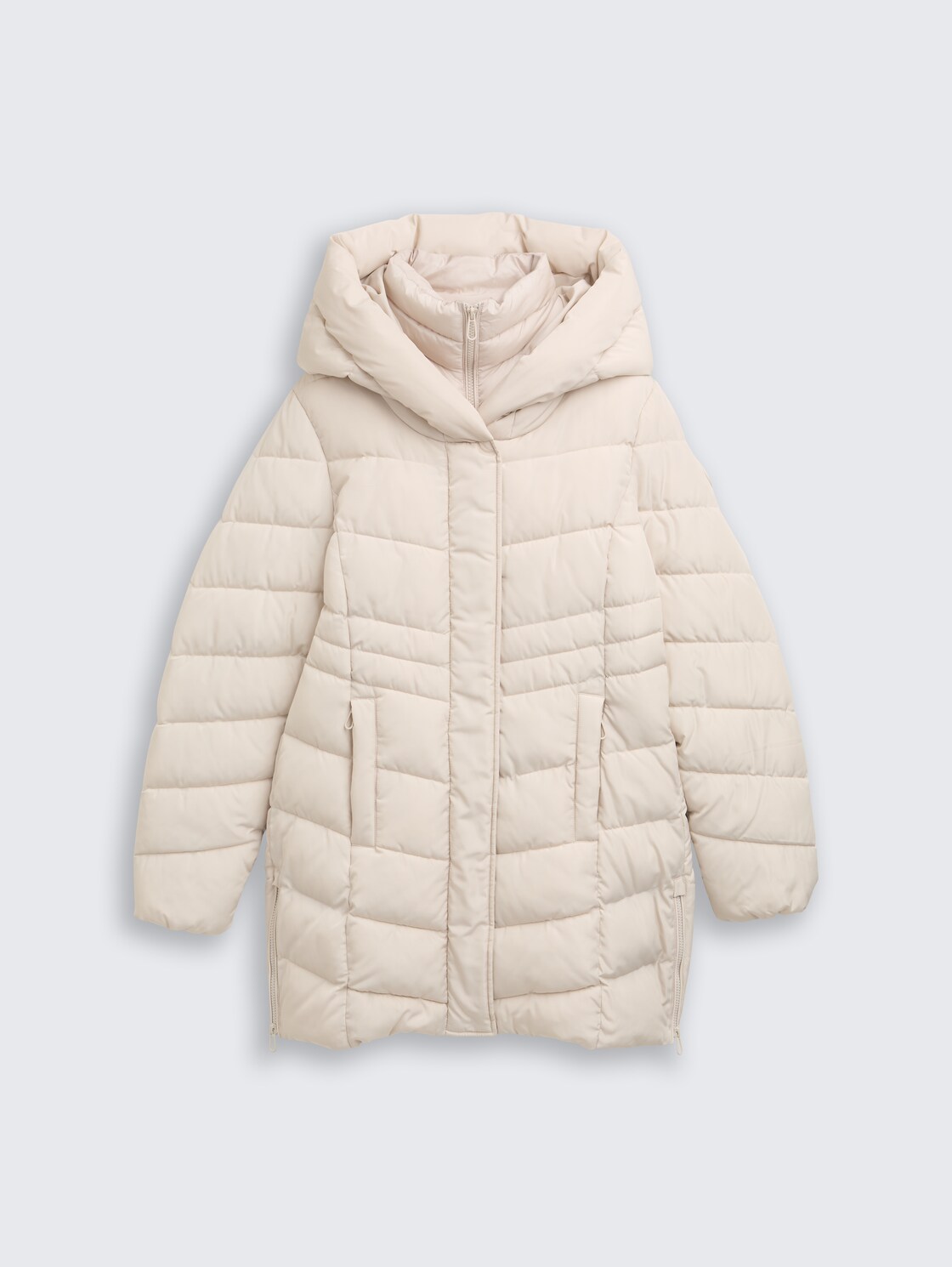 Puffer-Mantel im 2-in-1-Look - cold beige - Vorder-Produkt-Ansicht