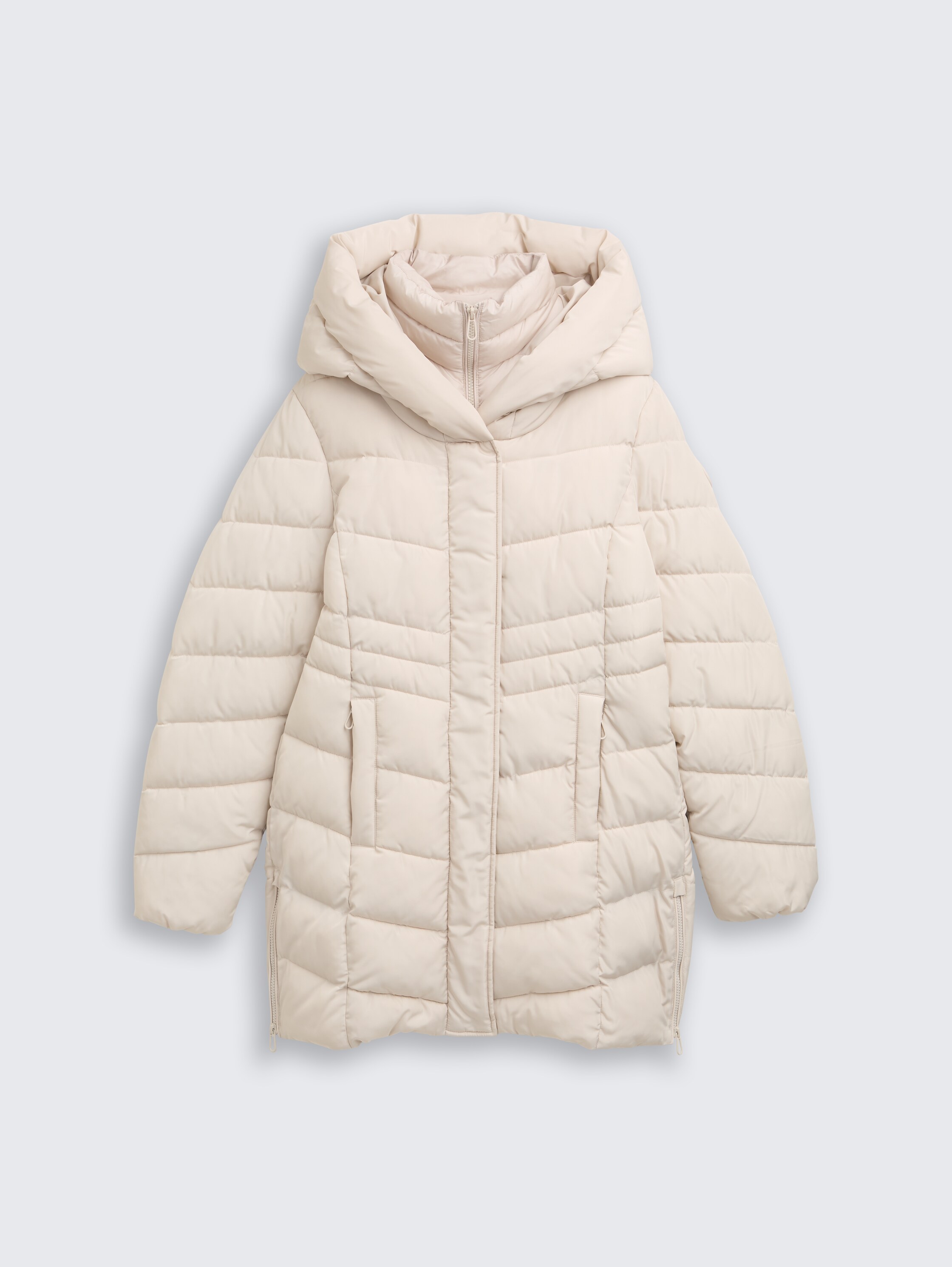 Puffer coat in a 2-in-1 look - cold beige - Front product view