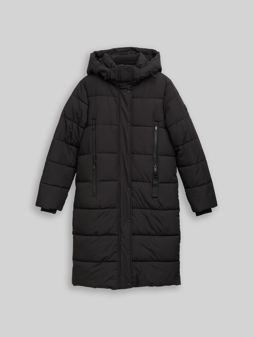 Manteau matelassé à capuche amovible par Women, deep black