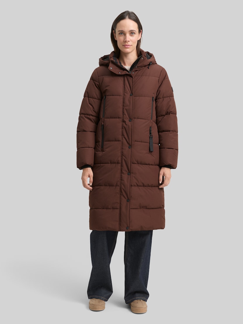 Puffer-Mantel mit abnehmbarer Kapuze von Women, dark pecan brown