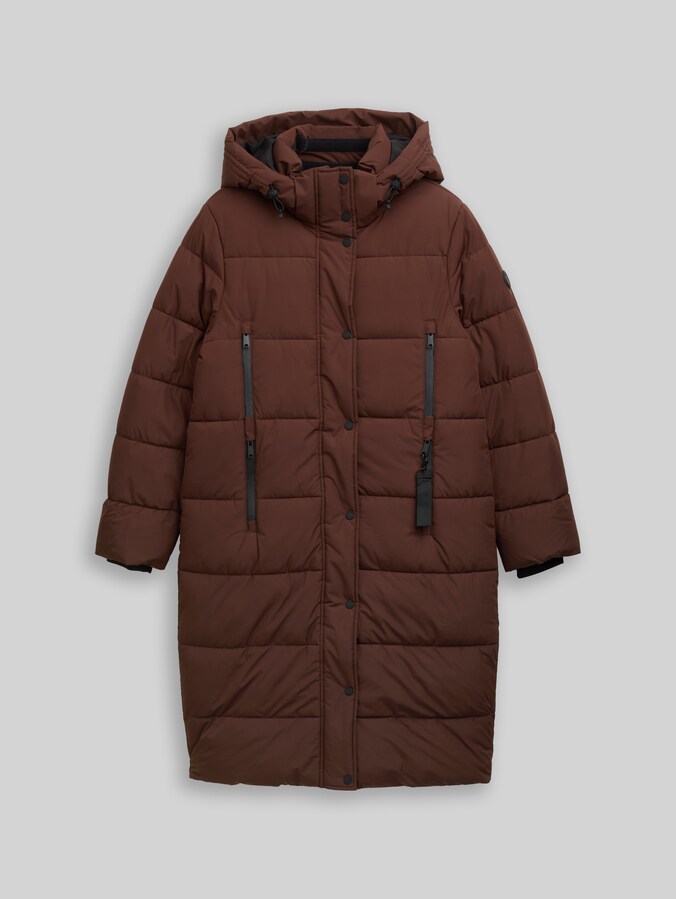 Puffer-Mantel mit abnehmbarer Kapuze von Women, dark pecan brown