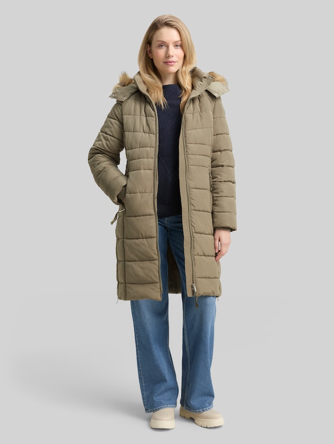 Manteau matelassé avec capuche amovible par Women, smoke olive