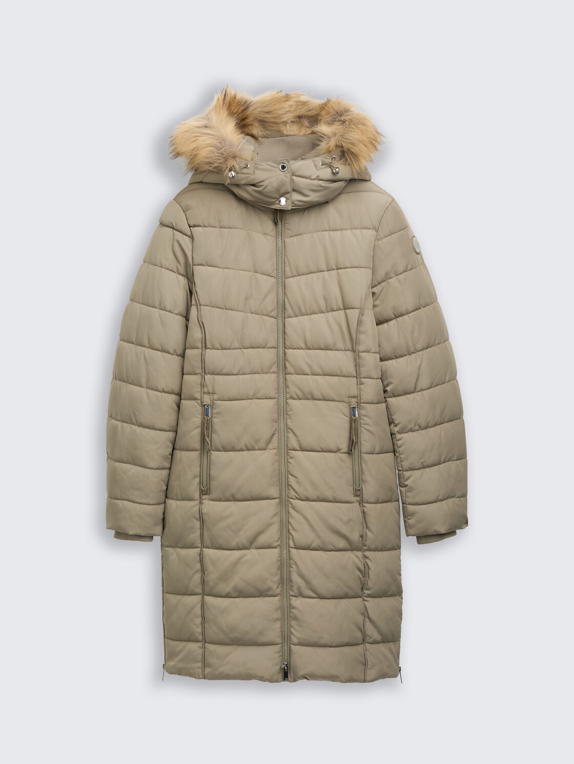 Puffer-Mantel mit abnehmbarer Kapuze - smoke olive - Vorder-Produkt-Ansicht