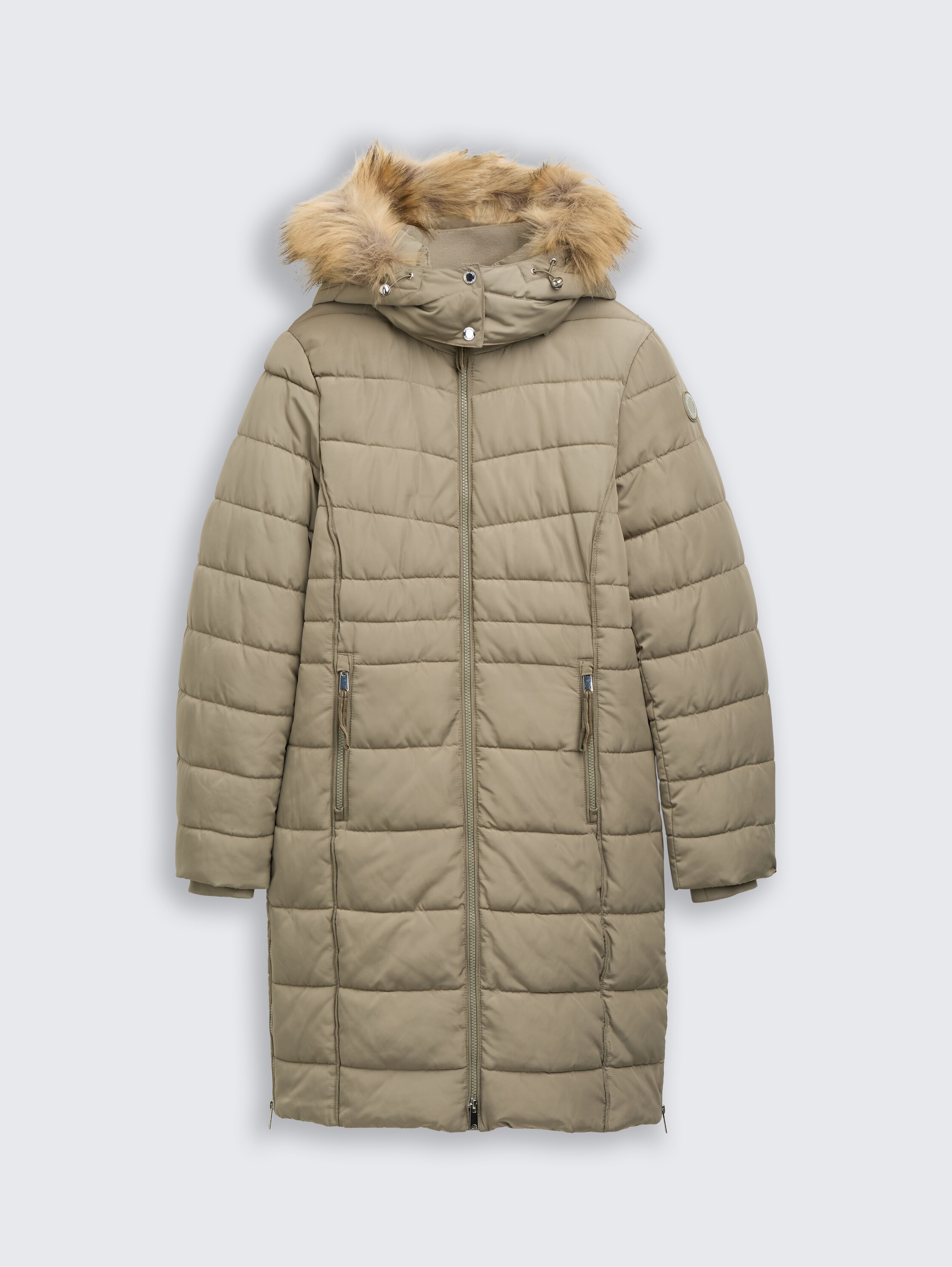 Puffer-Mantel mit abnehmbarer Kapuze - smoke_olive - 