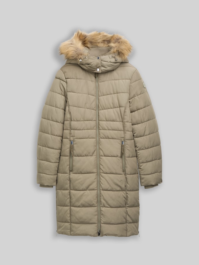 Puffer-Mantel mit abnehmbarer Kapuze von Women, smoke olive