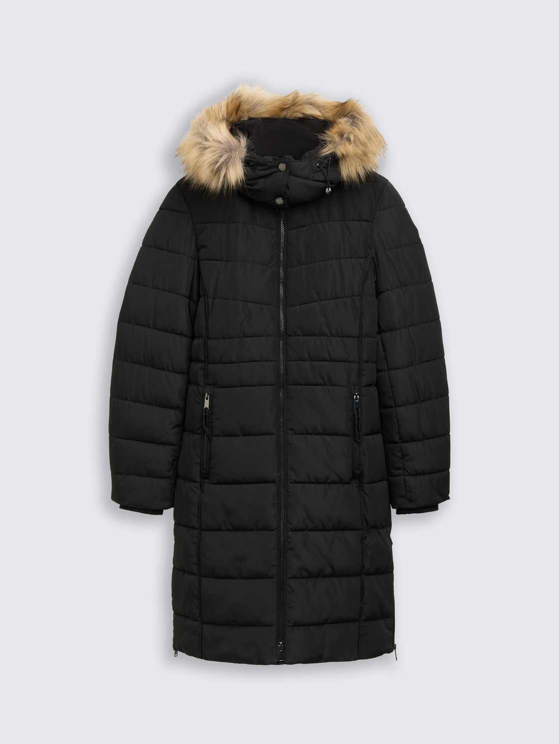Puffer-Mantel mit abnehmbarer Kapuze - deep black - Vorder-Produkt-Ansicht