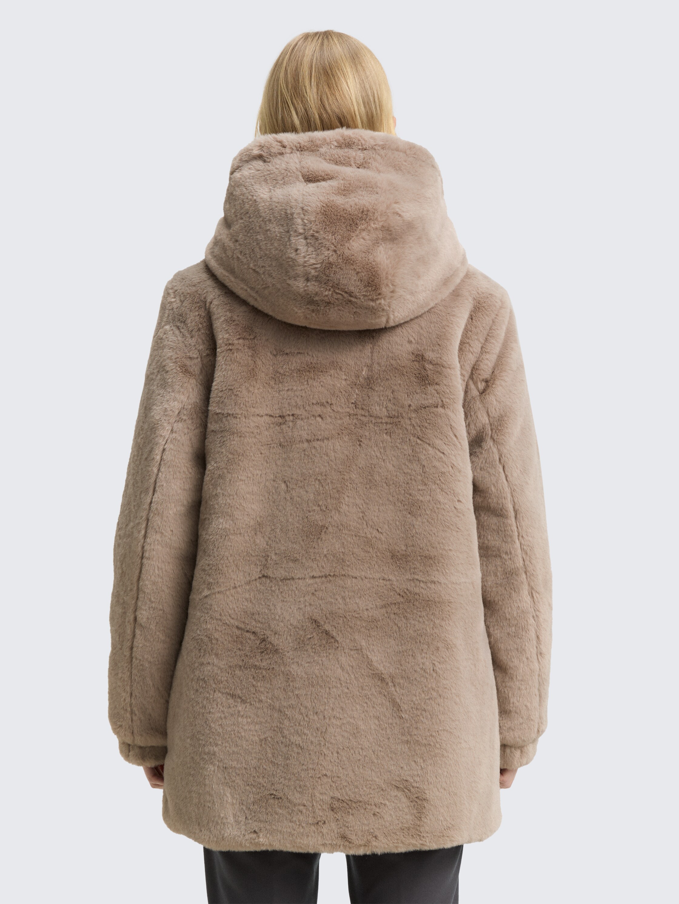 Teddy Wendemantel mit Kapuze - soft_taupe_grey - 