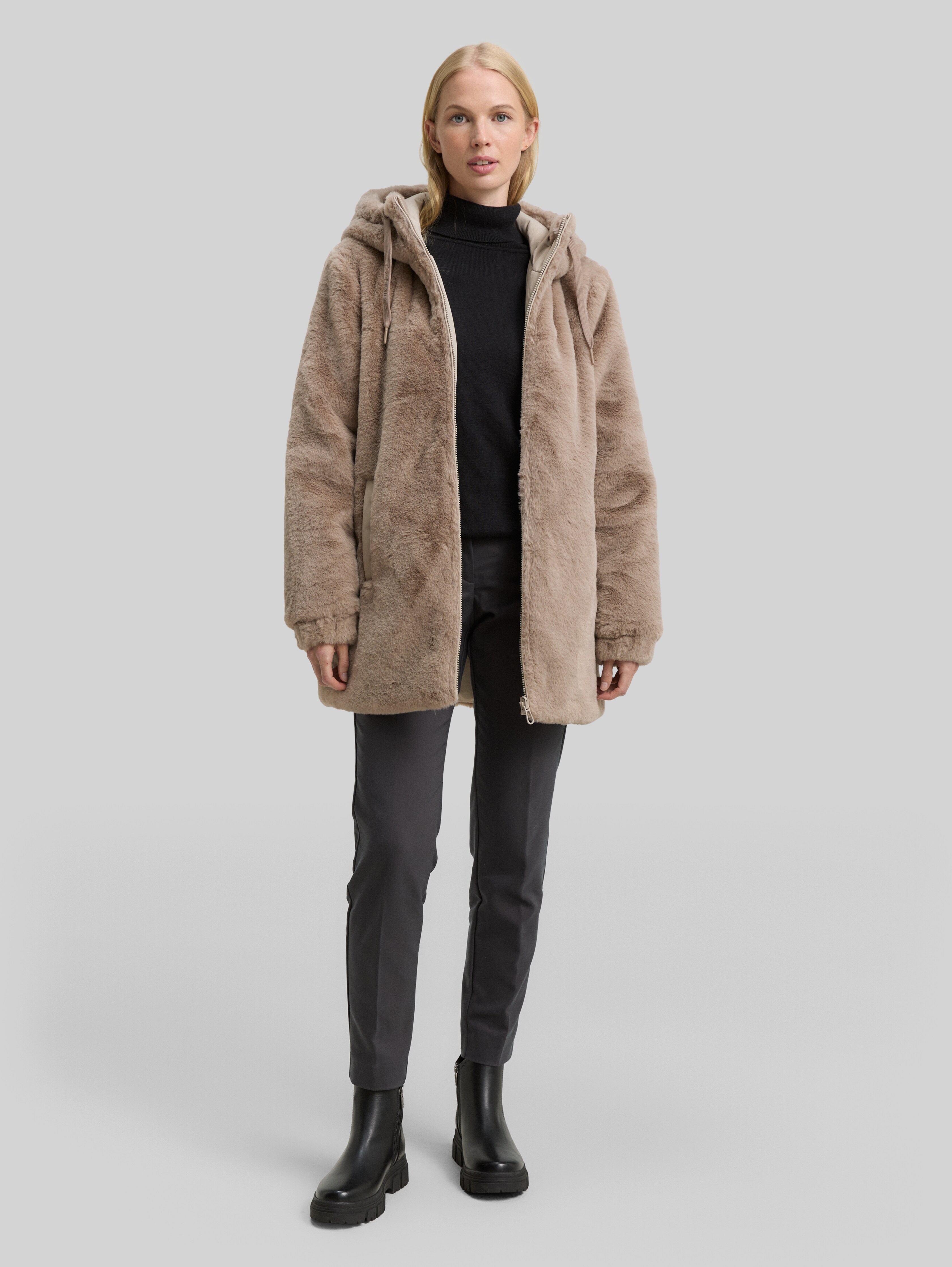 Reversible coat with hood in grey by Tom Tailor