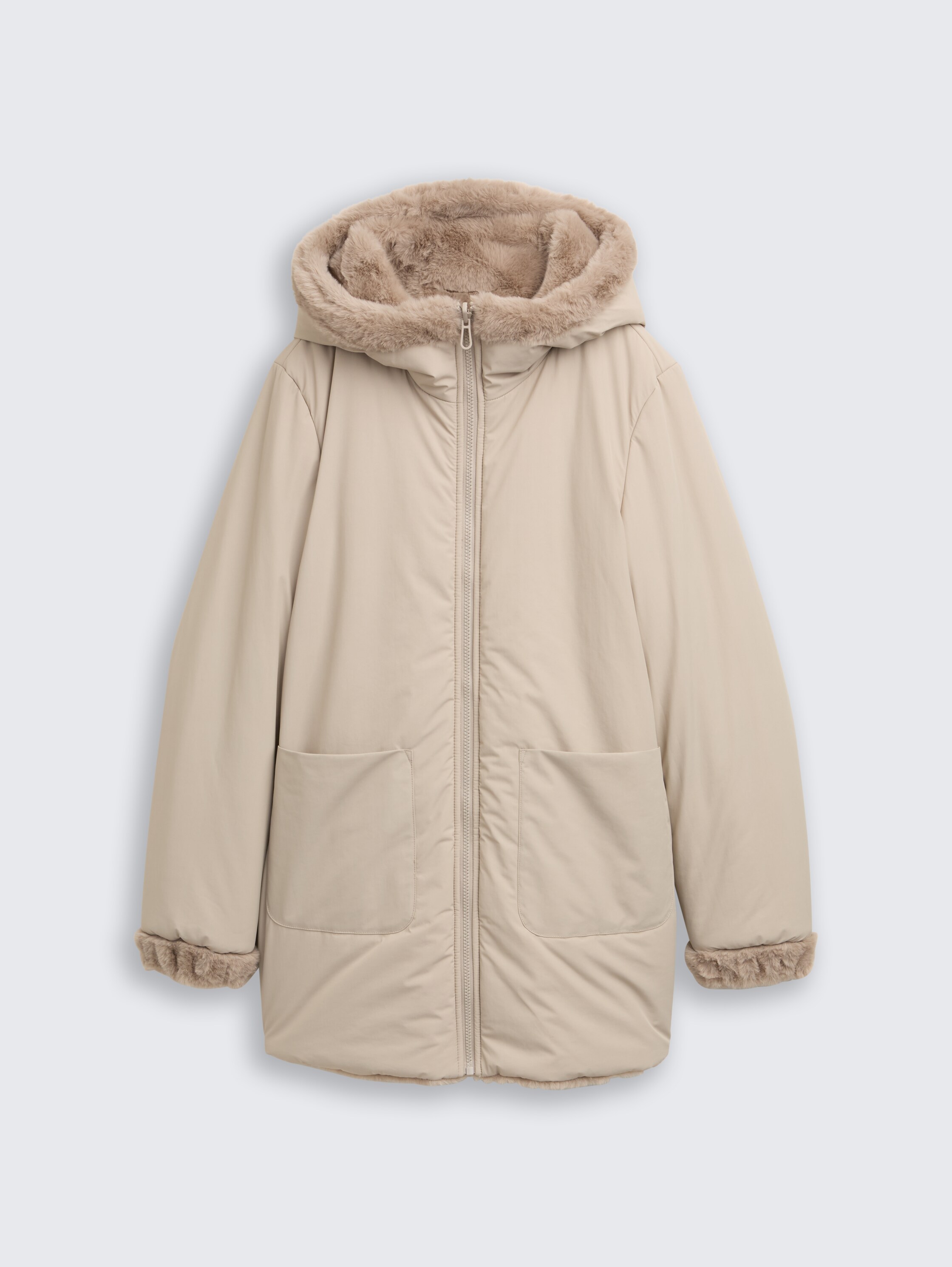 Teddy Wendemantel mit Kapuze - soft_taupe_grey - 