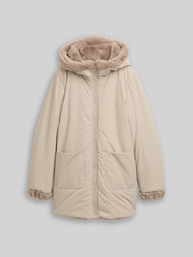 Omkeerbare jas met capuchon door Women, soft taupe grey