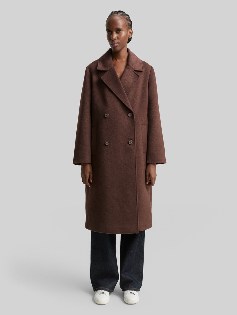 Wollen jas met losse pasvorm door Denim Female, soft chocolate brown