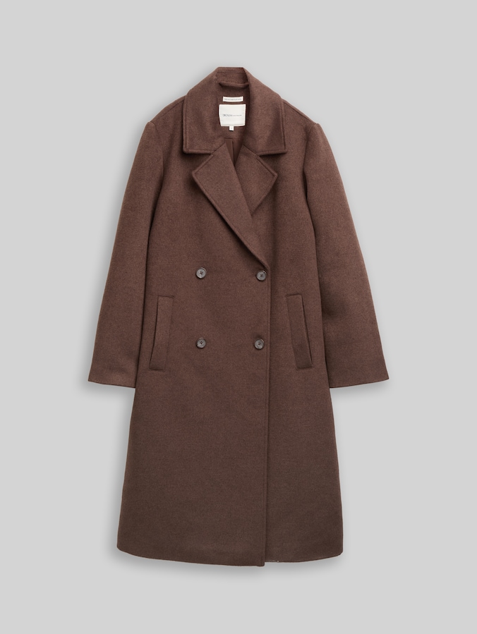 Loose Fit Wollmantel von Denim Female, soft chocolate brown