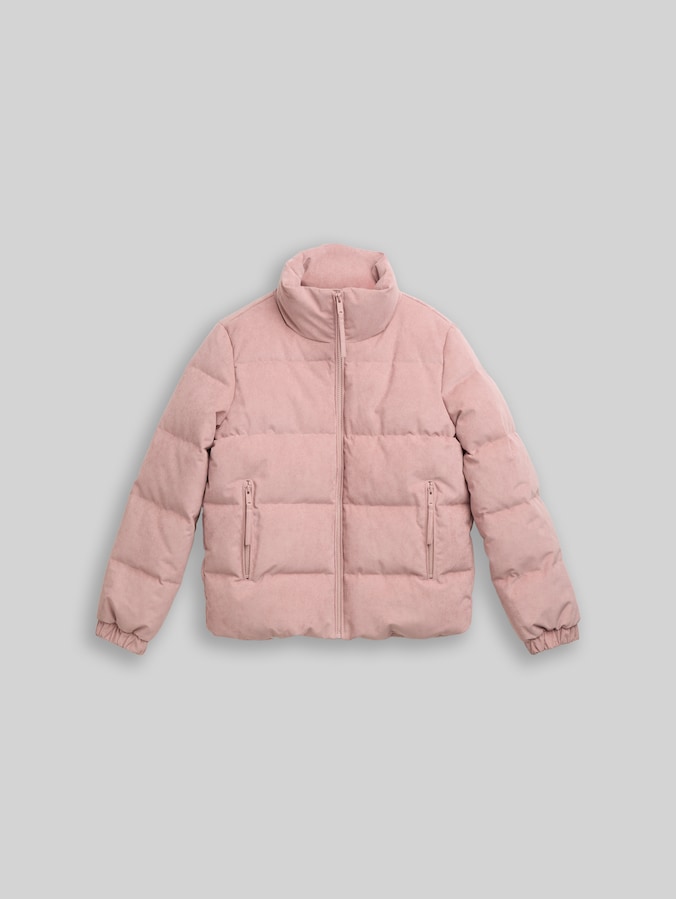 Corduroy pufferjack met opstaande kraag door Denim Female, Antique Rose