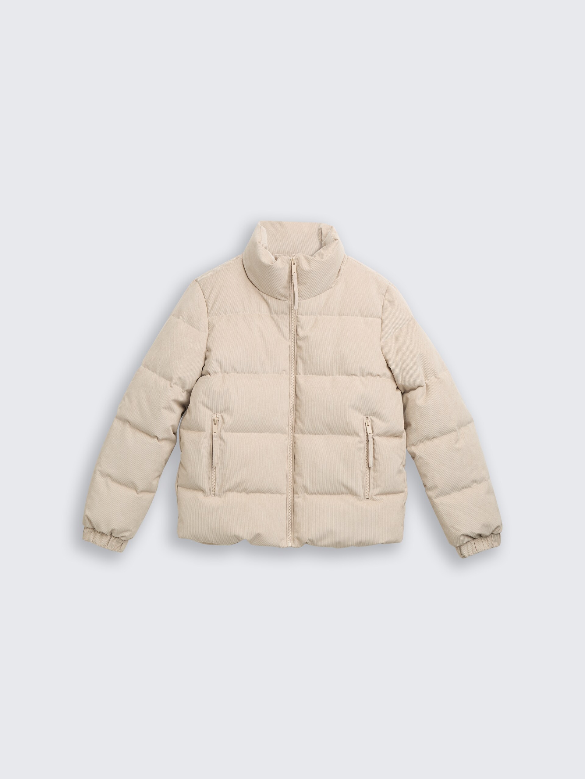 Cord Pufferjacke mit Stehkragen - Cashew Beige - Vorder-Produkt-Ansicht