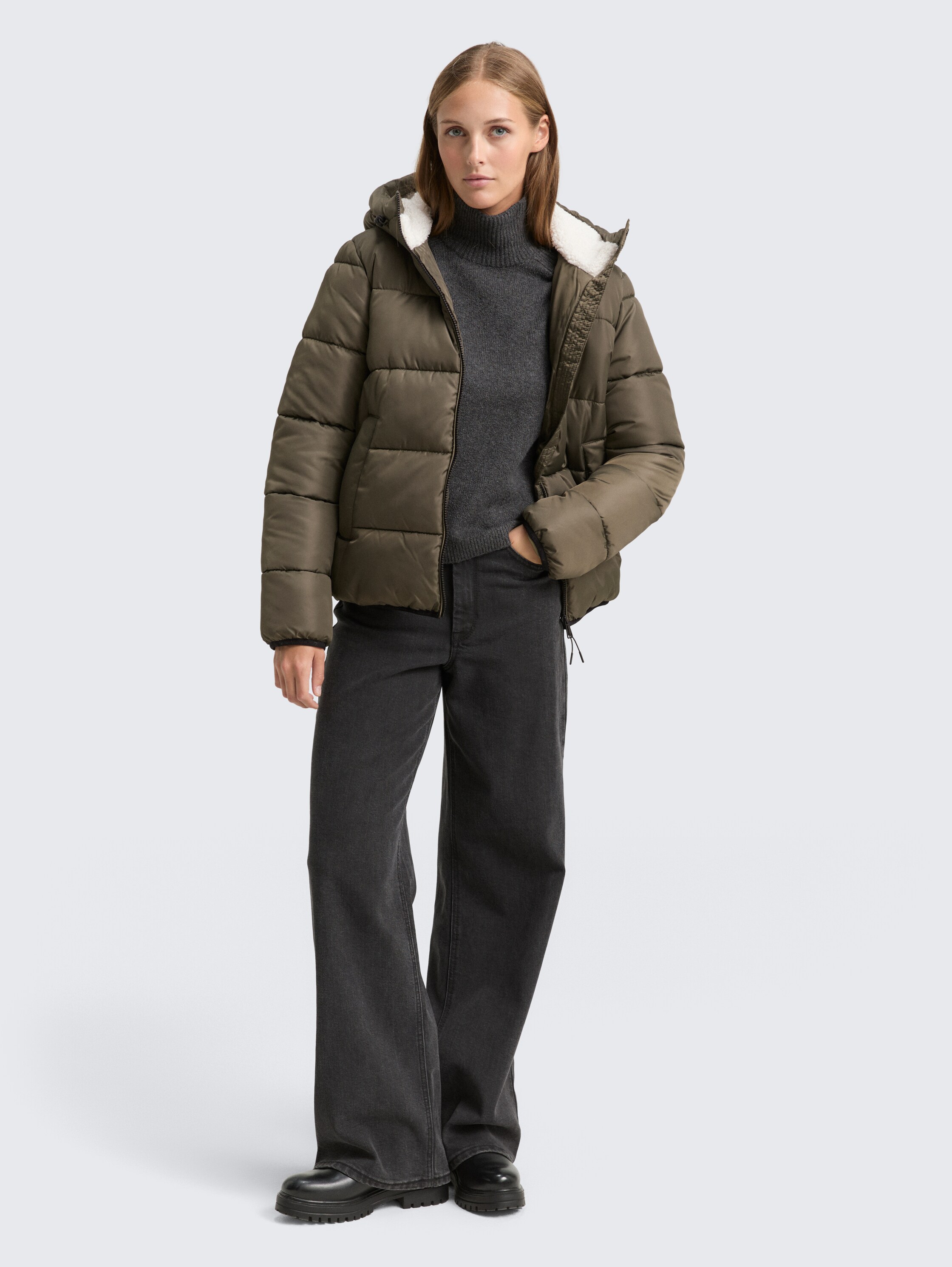 Puffer-Jacke mit Kapuze - grape_leaf_green - 