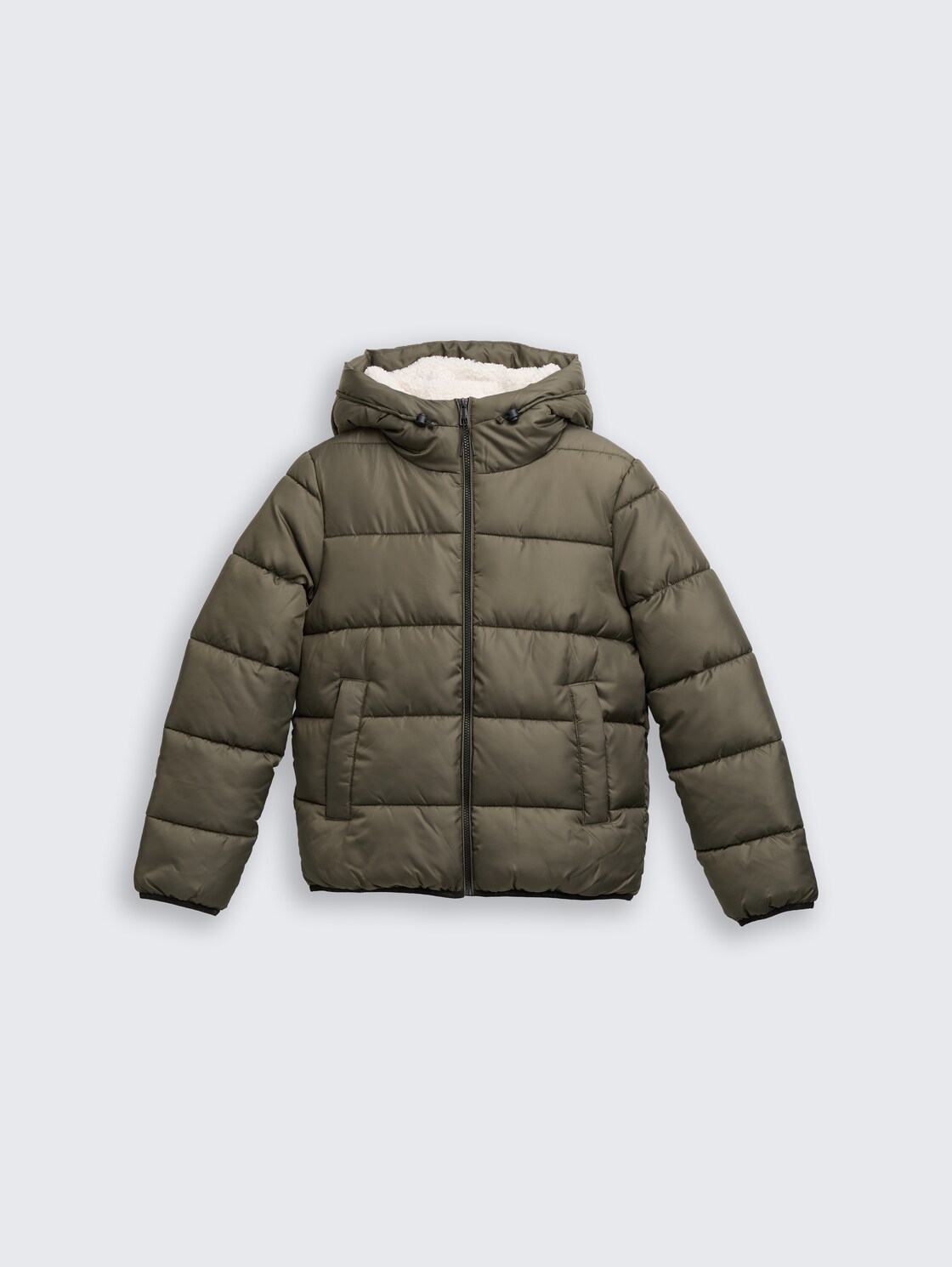 Puffer-Jacke mit Kapuze - Grape Leaf Green - Vorder-Produkt-Ansicht